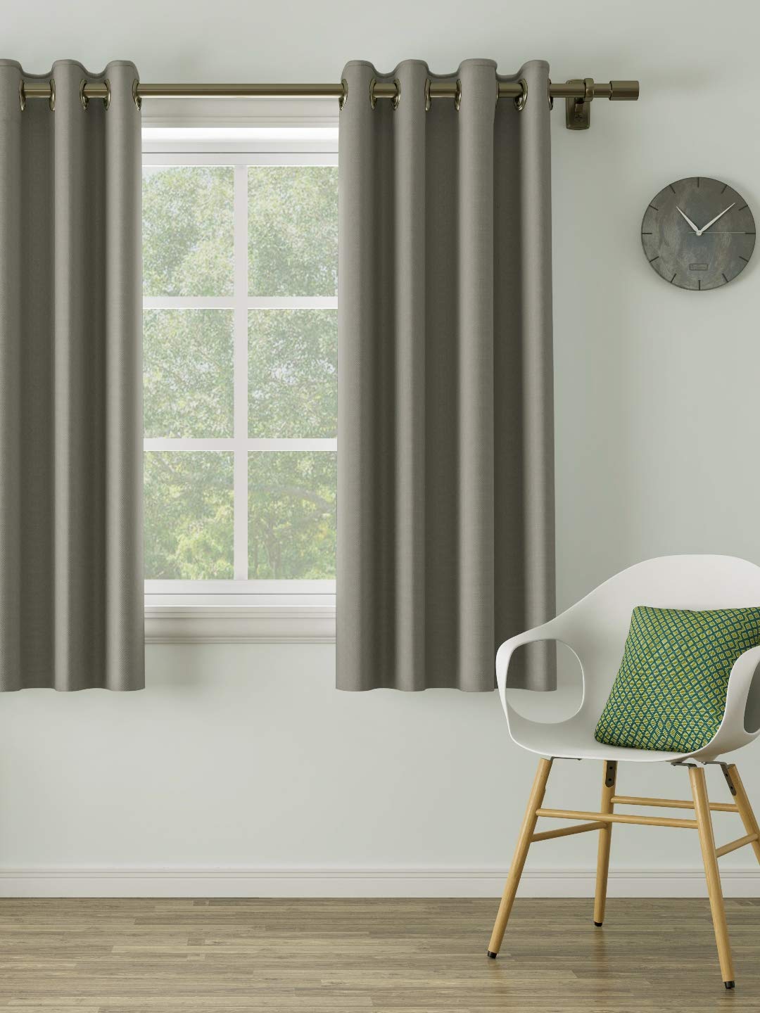 DDECOR - 100% PolyesterPlain And Texture PatternWindow 5 Ft|135 CM X 160 CM| - Silver