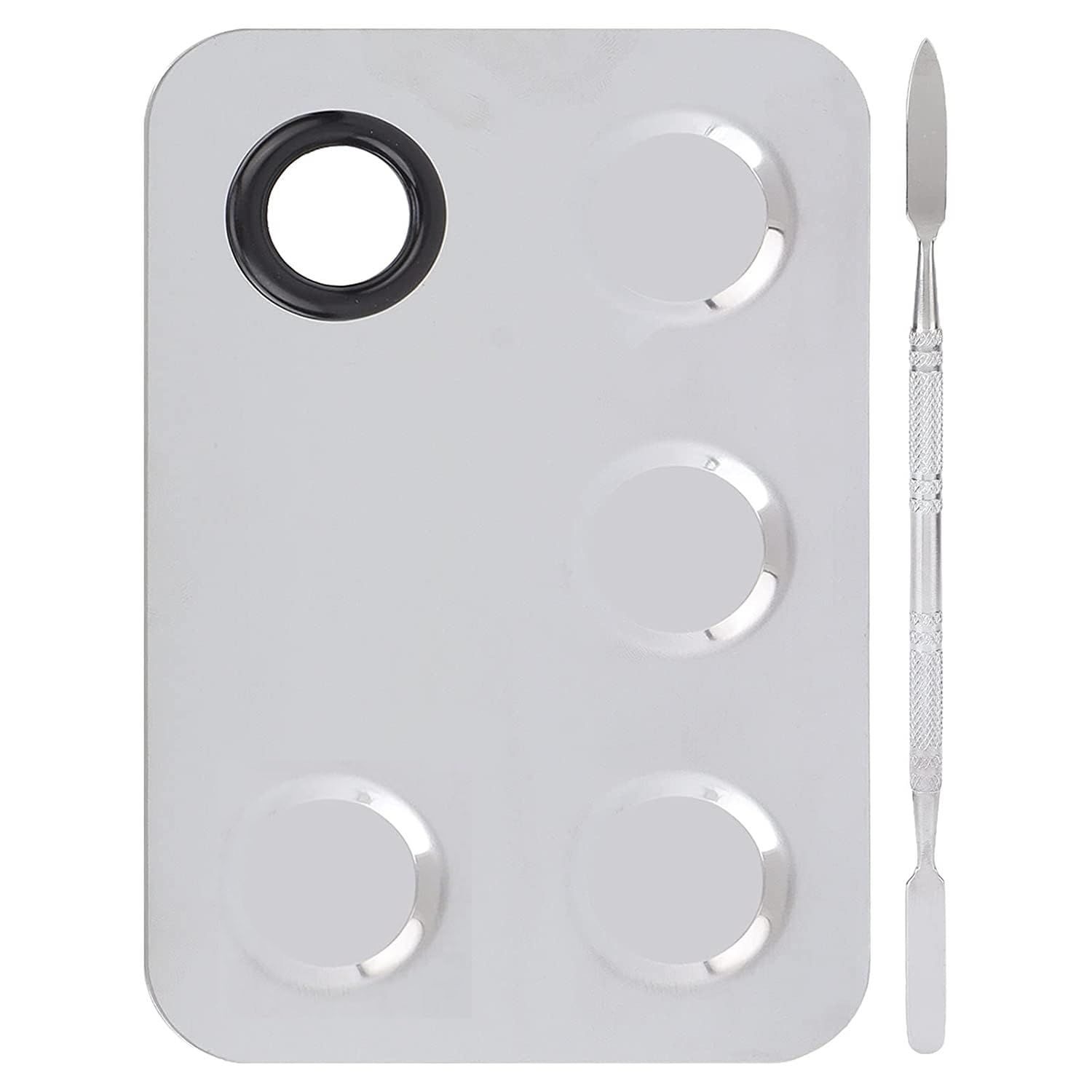 Elecsera Best Premium Quality Stainless Steel Cosmetic 3 Dip Makeup Mixing Plate ()