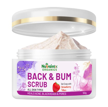 Nutrainix Organics Back & Bum Scrub, Brightening Exfoliator for Dark Spot Removal & Smooth, Radiant Skin For All Skin Types - 50g Nutrainix Organics Back & Bum Scrub, Brightening Exfoliator for Dark Spot Removal & Smooth, Radiant Skin For All Skin Types - 50g