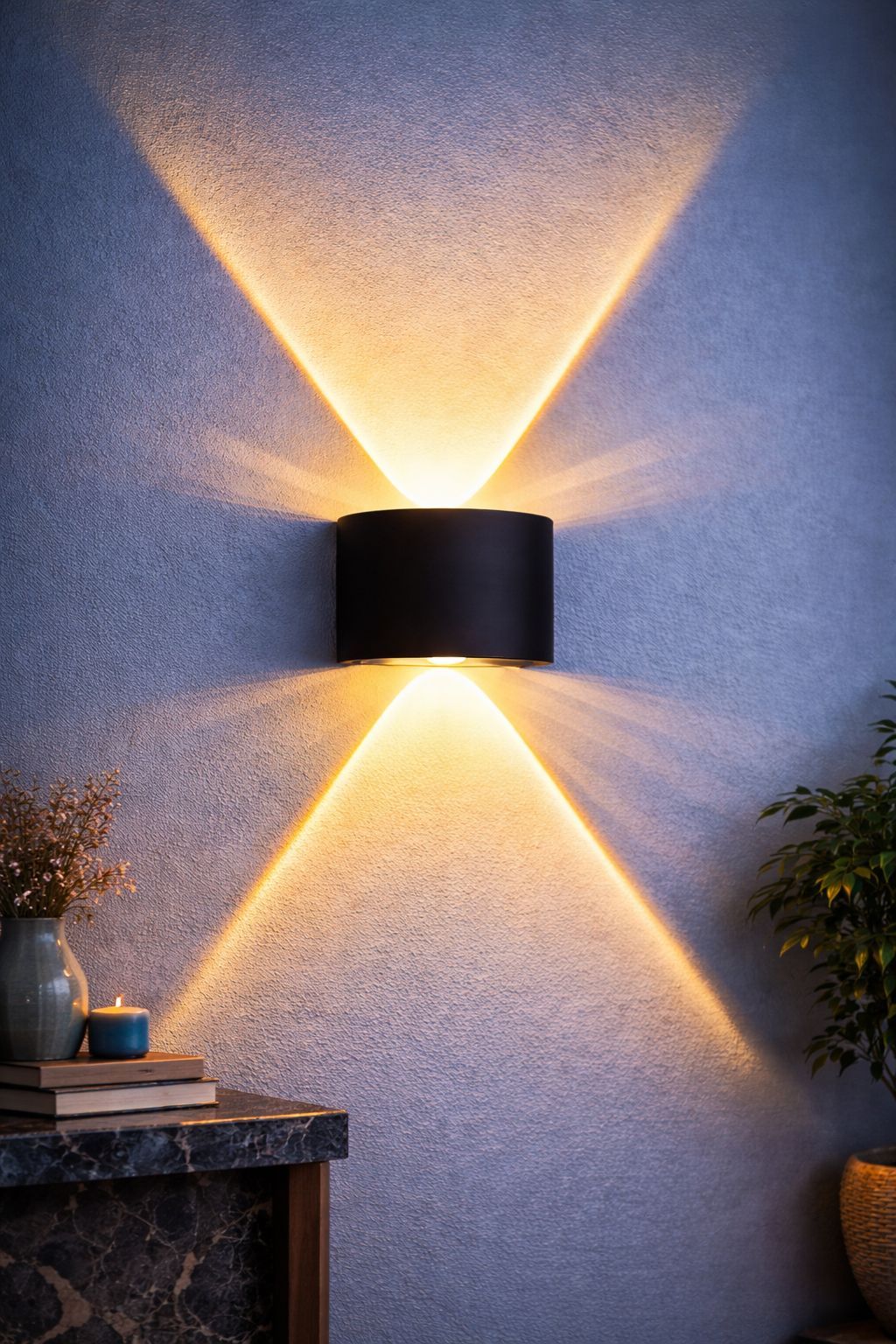 SPARKWORLD 2-Way Single LED Wall Light Up & Down Light Fixture for Indoor/Outdoor Use (Warm White, Black Body) | Size: 4X7 cm
