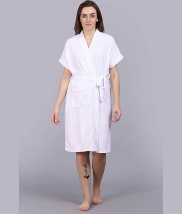 Poorak White Free Size Bathrobe ( Pack of 1 )