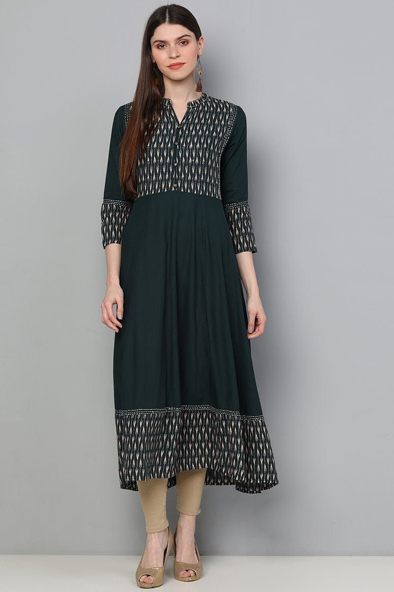 Teal Blue Printed Kurta VCK8202