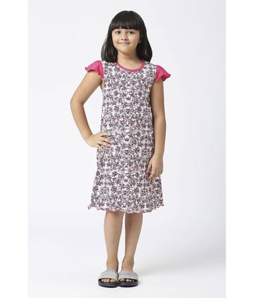 Sini Mini Cotton A-line Dress For Girls ( Pack of 1 , White )