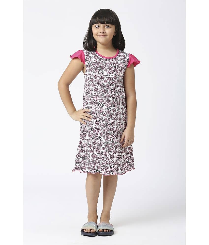 Sini Mini Cotton A-line Dress For Girls ( Pack of 1 , White )