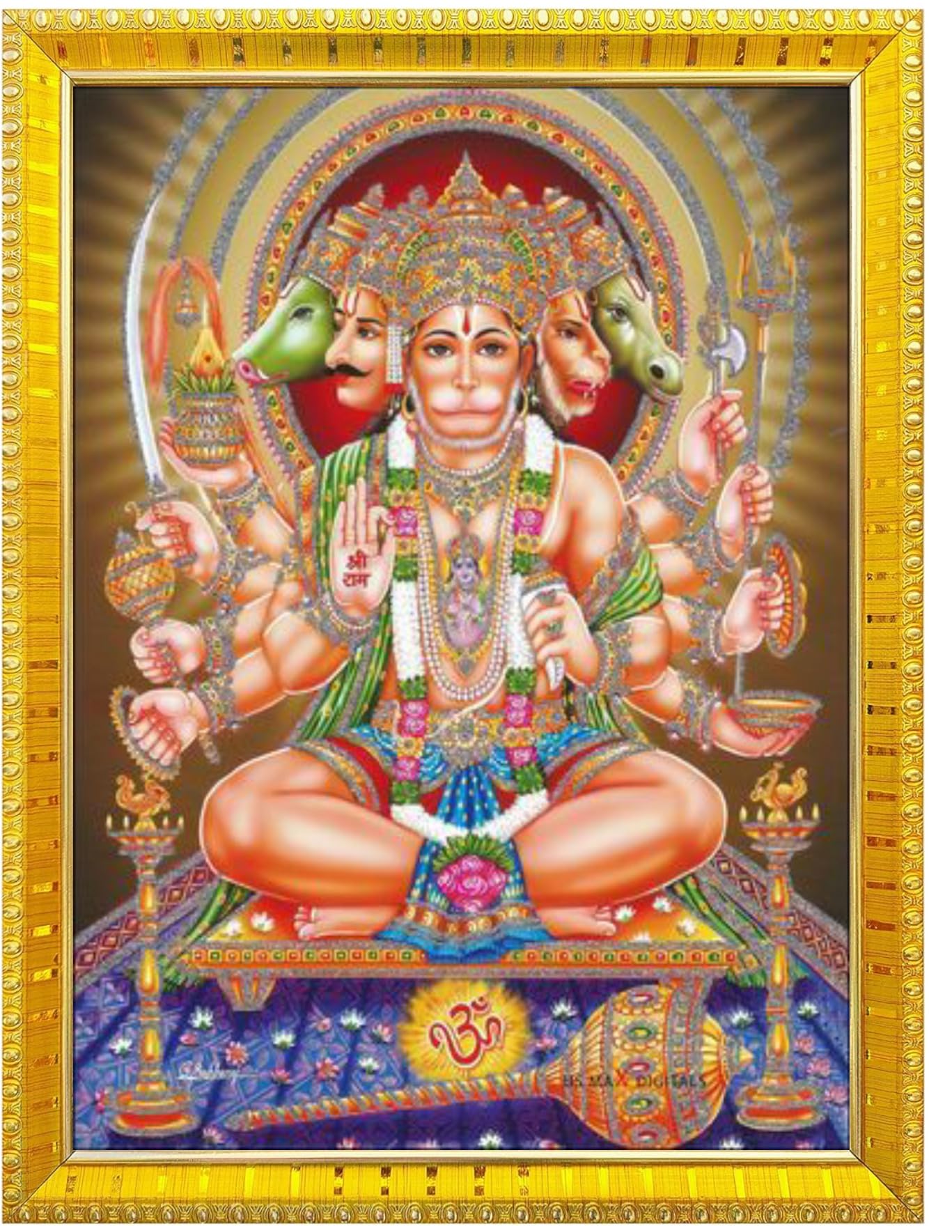 NOKKES Hanuman Bajrangbali Hanumanji Maruti Golden 5X7 Inch Photo Frame_AQW1