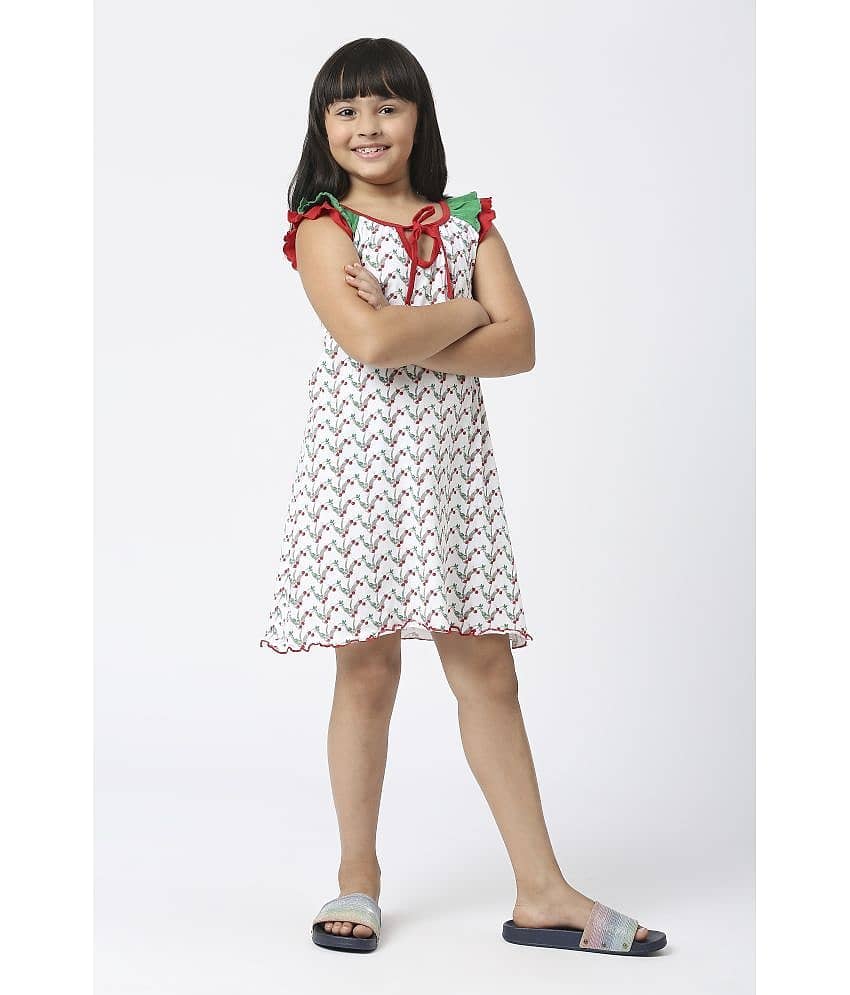 Sini Mini Cotton Frock For Girls ( Pack of 1 , Red )