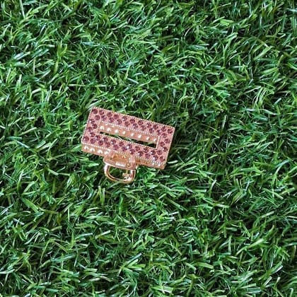 Golden Mini Hair Clip with Beaded Design
