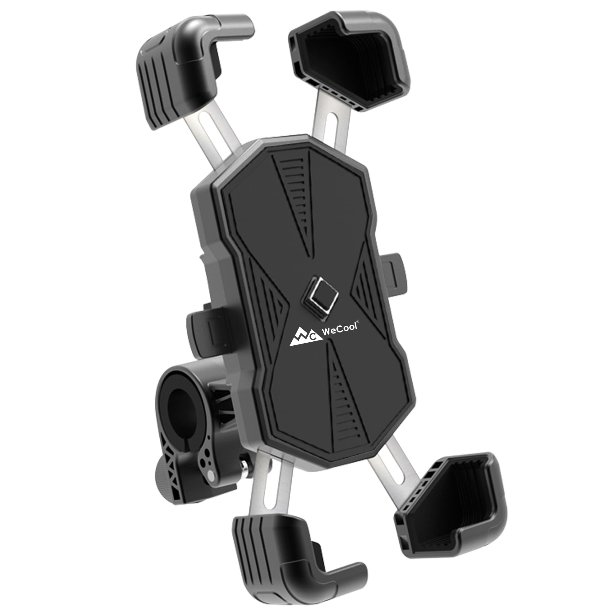 WeCool B4 360° Rotational Stable Mobile Holder for Bikes with 4 Arm Strong Protection,Mobile Stand for Bike Handle with One Click Locking,Perfect for Mounting Smartphones,Map & GPS Devices - Black WeCool B4 360° Rotational Stable Mobile Holder for Bikes