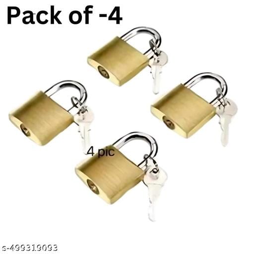 Mini bag lock with key gold colour pack of 4