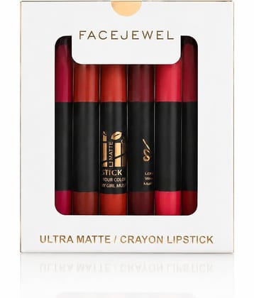 Facejewel Multi Matte Long Lasting Crayon Lipstick ( Pack of 6 )