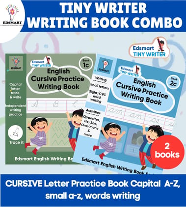 Edsmart Tiny Writer Combo of 2 books for Cursive Practice Books - Cursive small letters abc, Cursive word writing, Cusrive sentence writing book [Perfect Paperback] [Jan 01, 2023] Edsmart Edu Services Pvt Ltd