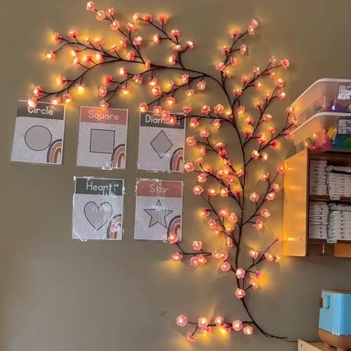 Lights LED Tree Branch Wall Decor – DIY Flexible Lighted Cherry Blossom Branches with Remote, 8 Modes & Timer –