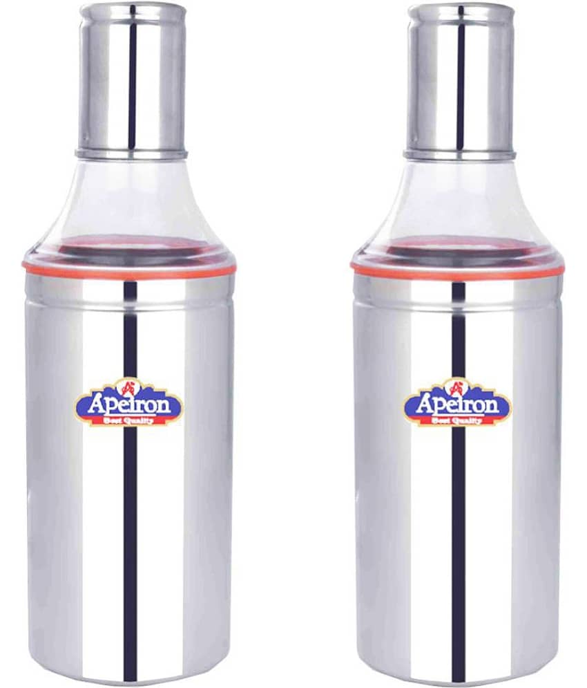 APEIRON MIRROR FINISHING Steel Oil Container/Dispenser Set of 2 1000 mL