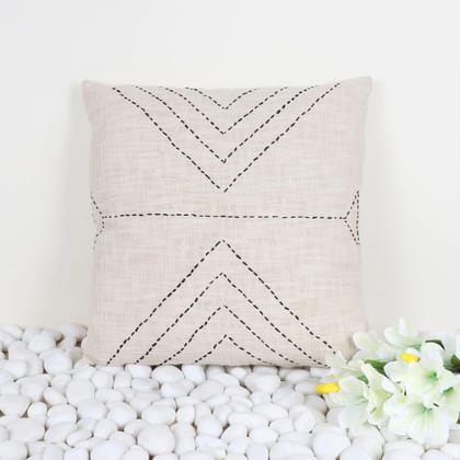 Indihomecraft Handicraft Cotton Cushion Cover - Hand Kantha Embroidery Decorative Art Boho Pillow Block Woven Pillow Cover | Square Shape 20X20 Inches Cushion Cover, Set of 1