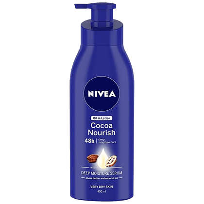 Nivea Cocoa Nourish Oil In Lotion - Very Dry Skin, With Deep Moisture Serum, Cocoa Butter & Coconut Oil, 48H Deep Moisture Care, 400 Ml