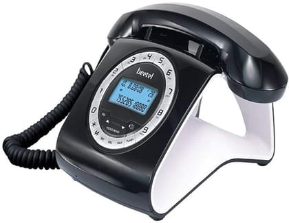 Beetel M73 Stylish Retro Design Corded Landline Phone (White & Red)