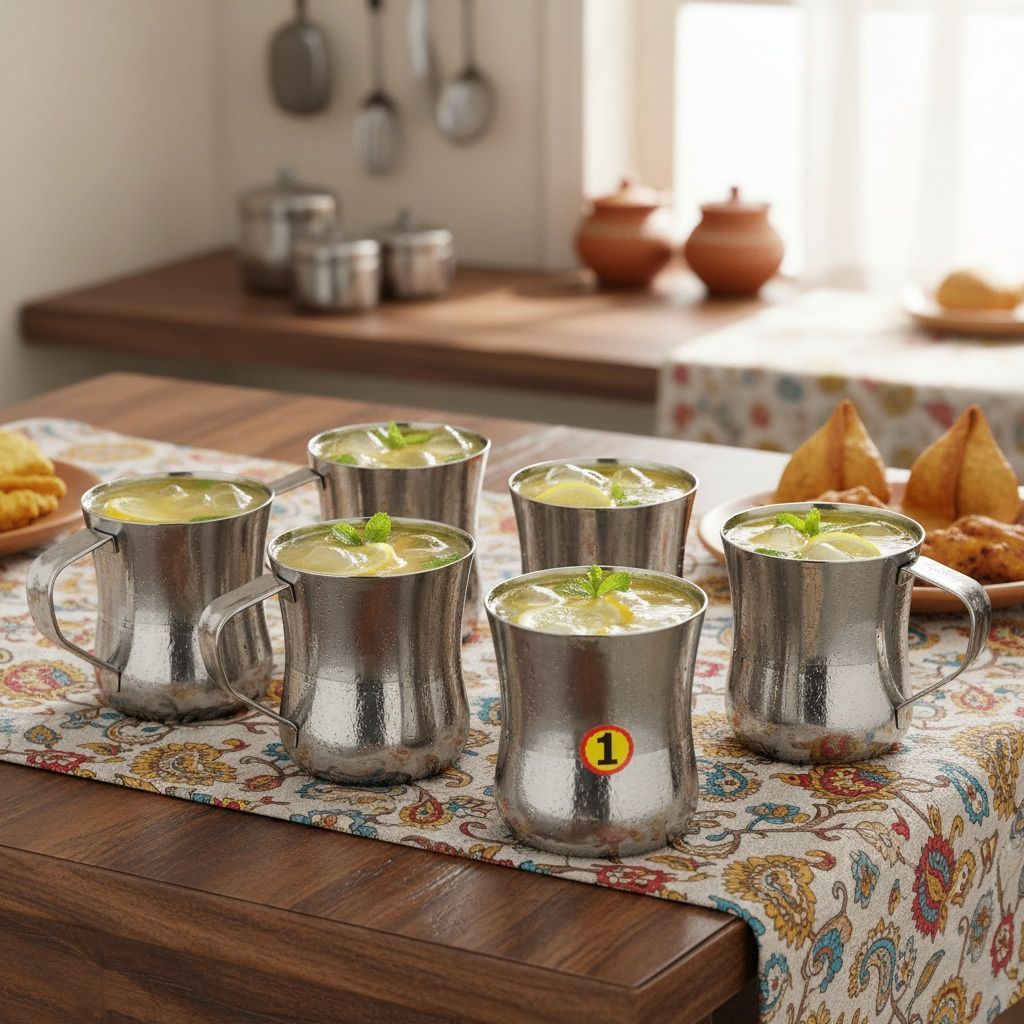 Stainless Steel Cup Set of 6 Premium Drinking Cups (SMAS076 A)
