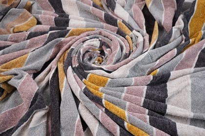Blush Pink Stripe Multicolor Chenille Double Bedsheet