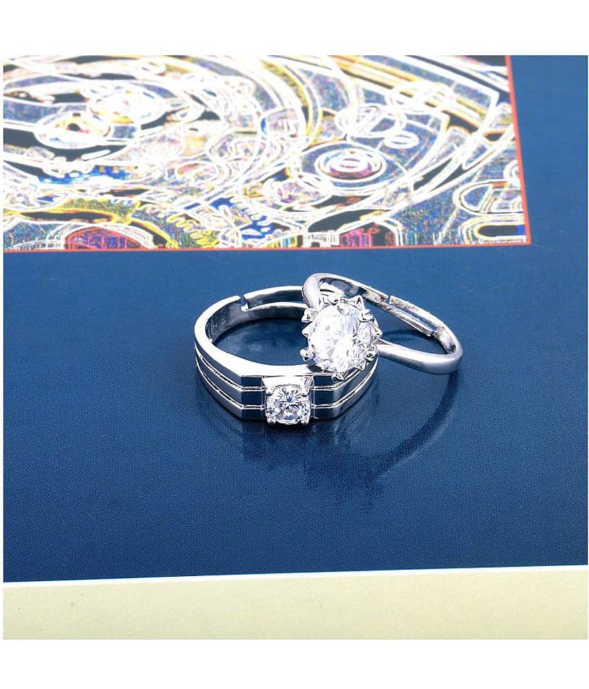 SILVERSHINE,silver plated winsome and withstand design with round pretty diamond adjustable couple ring for men and women.