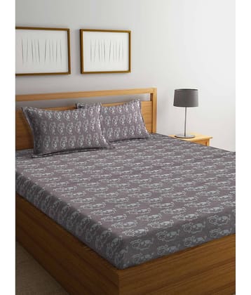 Klotthe Cotton 1 Double King Bedsheet with 2 Pillow Covers ( Brown )