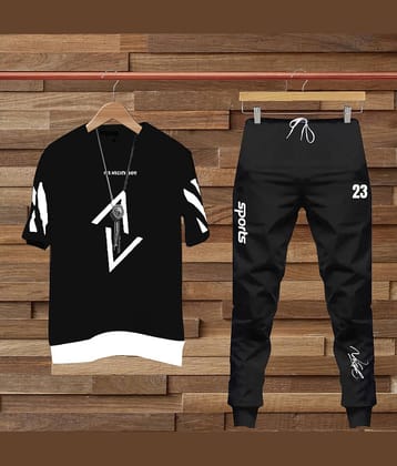 Lieo Trend Black Cotton Blend Regular Fit Men's Tracksuit ( Pack of 1 )