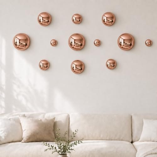 Decor for Living Room, 12-Piece Metal Ball Wall Art, 2 to 5 Inch, Modern 3D Wall Decoration for Bedroom and Hall