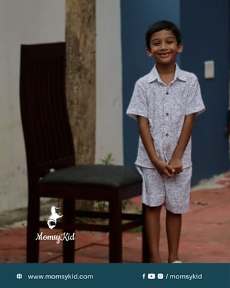 Lunar Voyage : White Cotton Cord Set for Boys