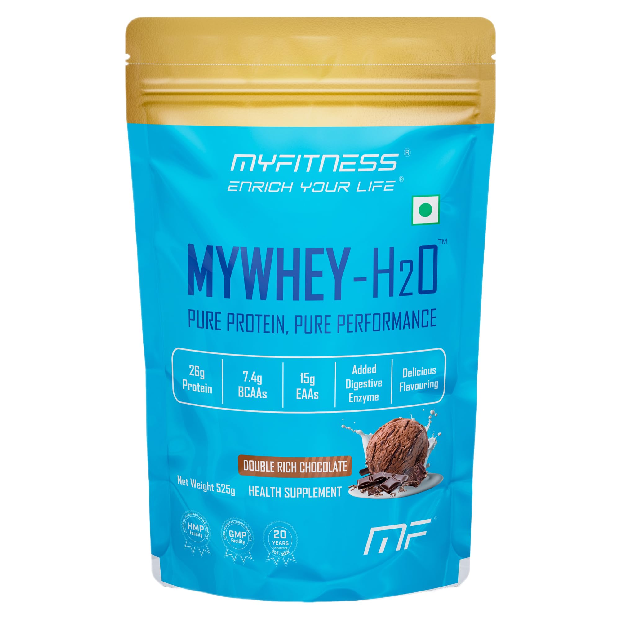 Myfitness Mywhey H2O | 26g Protein Per Serving | 7.4g BCAAs | 15g EAAs | Added Digestive Enzymes |