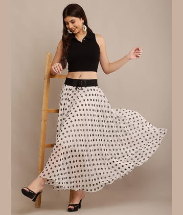 Raabta Fashion White Georgette Women's Flared Skirt ( Pack of 1 )