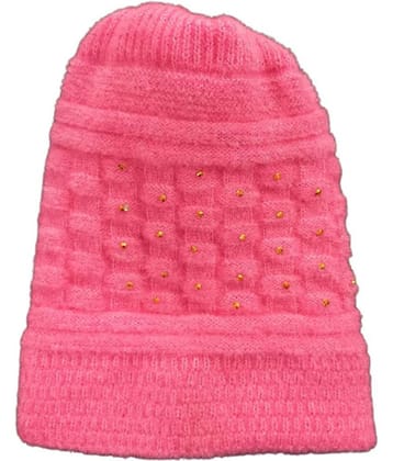Whyme Fashion - Pink Woollen Women's Cap ( Pack of 1 )