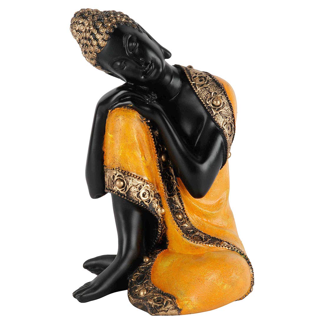 Craftlayout Thinking Lord Buddha Idol, Orange 9 Inch