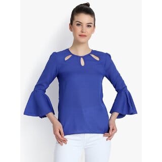 Purys Women Blue Printed Basic Top