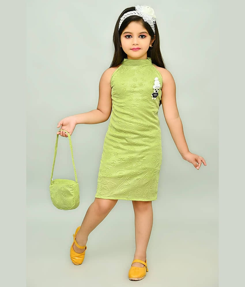 JCT DRESSES Crepe A-line Dress For Girls ( Pack of 1 , Light Green )