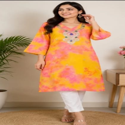 Premium Cotton Multicolour Festive Kurti