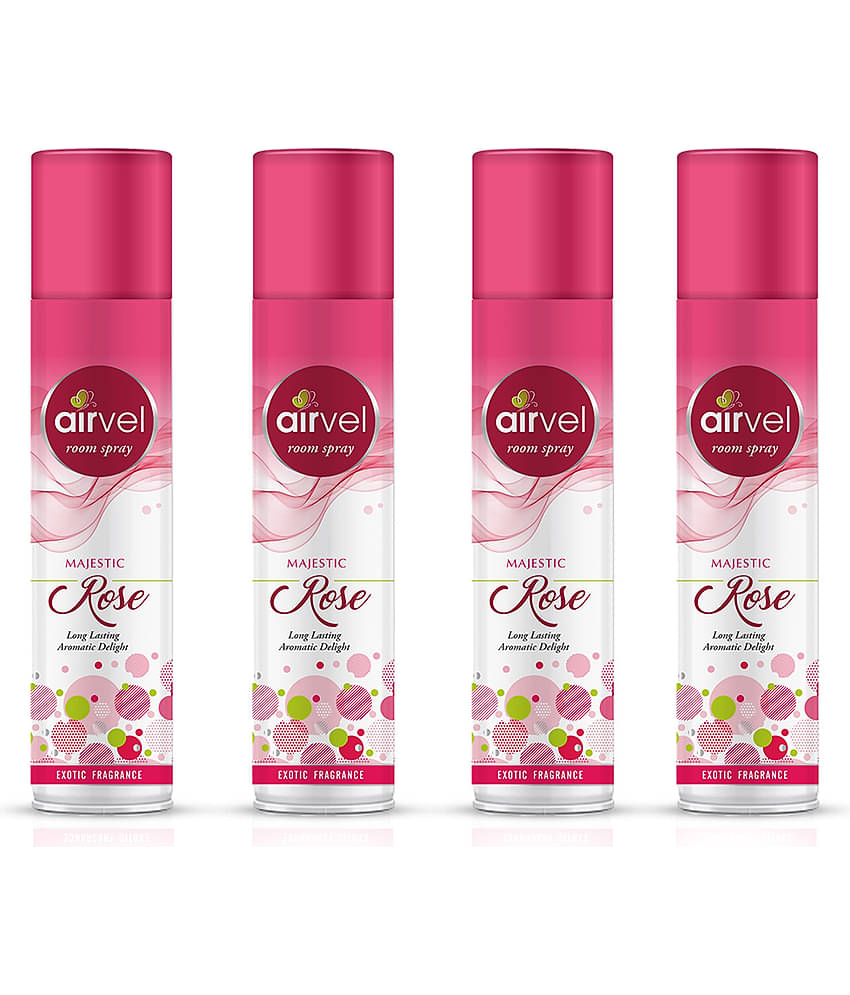 Airvel Rose Fragrance Room Spray Air Freshener for Home, Bathroom and Car 217ml ( Pack of 4 )