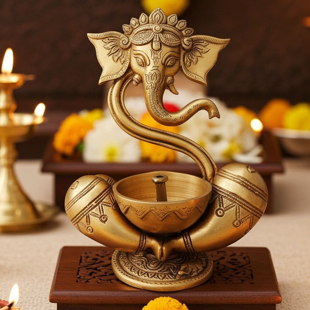 Brass Table Decor Deepak With Ganesh Ji (BSMAS1319 C)