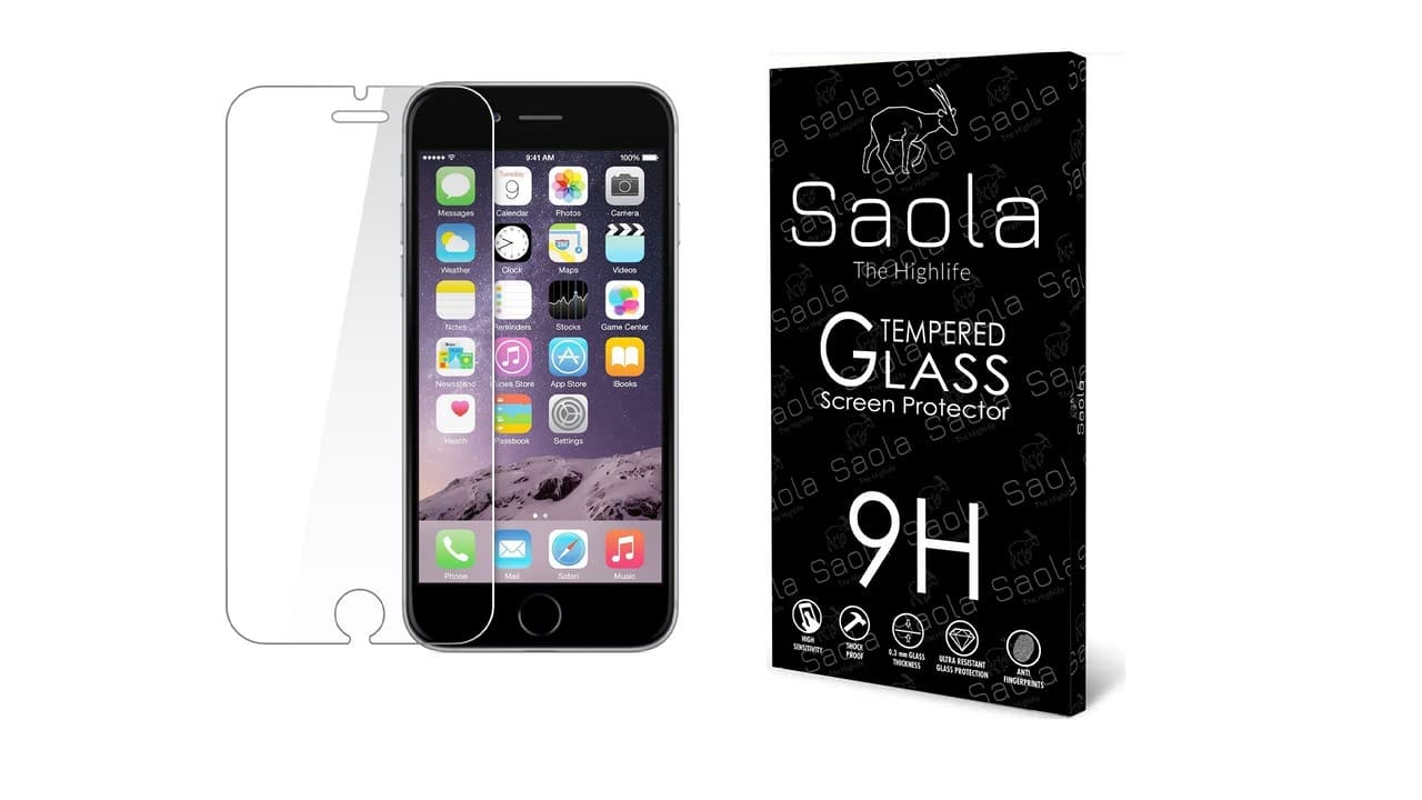 Saola 9H Clear Tempered Glass For Apple Iphone 6 (PACK OF 1) with Free Installation Kit. Full screen Coverage - 4.7 inch Saola 9H Clear Tempered Glass For Apple Iphone 6 (PACK OF 1) with Free Installation Kit. Full screen Coverage - 4.7 inch - 9H Clear G
