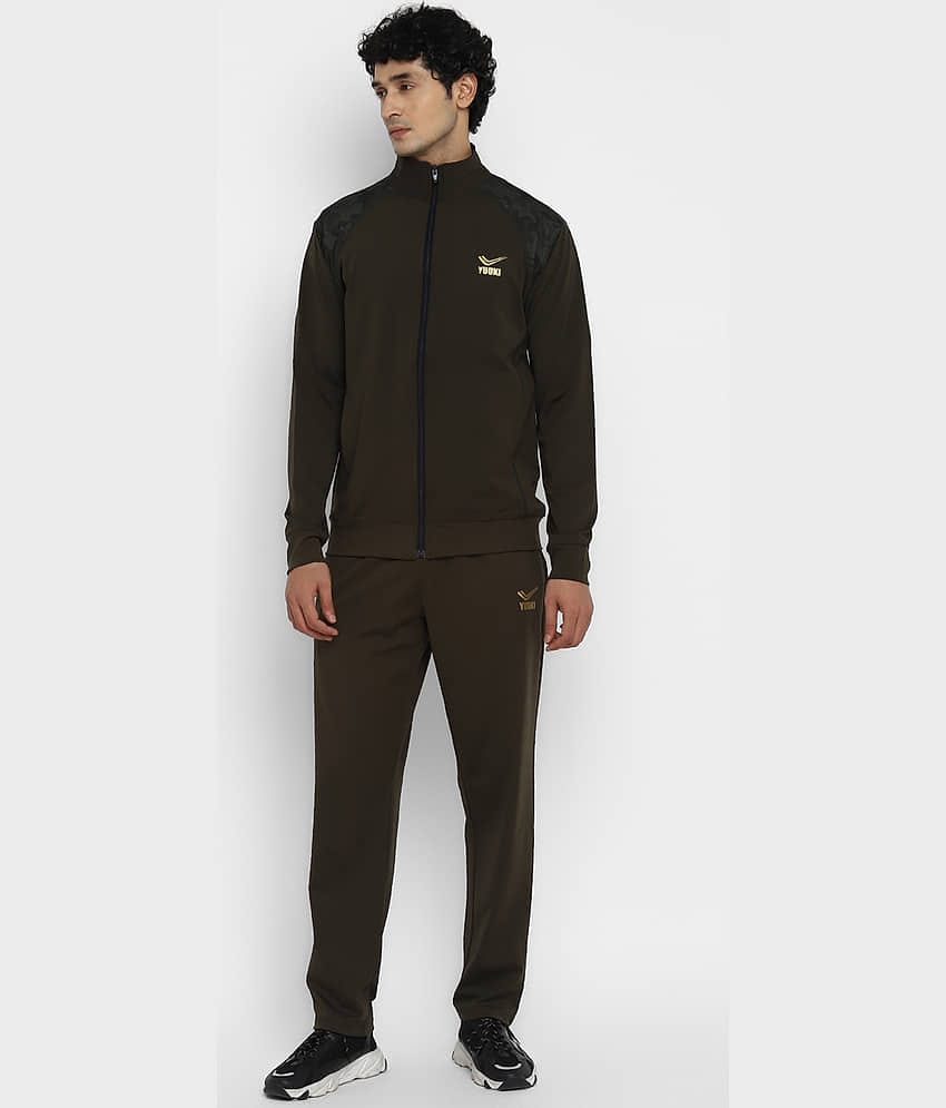 YUUKI - Olive Polyester Regular Fit Printed Men's Sports Tracksuit ( Pack of 1 )