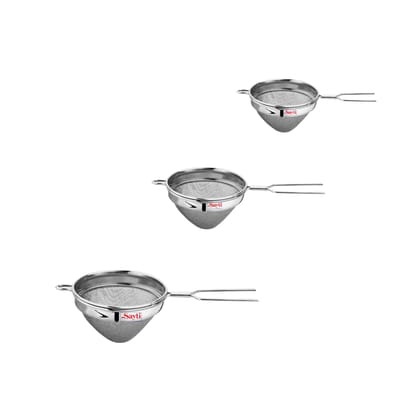 RK Sayti Stainless Steel Conical Strainer, 304 Grade Double Mesh, Premium Polish,Small, Medium,Large, Pack of 3 RK Sayti Stainless Steel Conical Strainer, 304 Grade Double Mesh, Premium Polish,Small, Medium,Large, Pack of 3