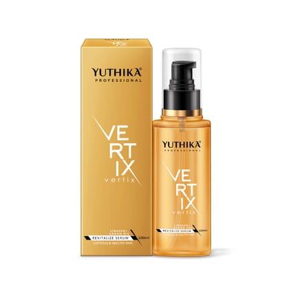 Yuthika Professional Vertix Revitalize Serum 100ml, Linseed and Argan Oil Hair Serum for Lustrous & Healthy Hair