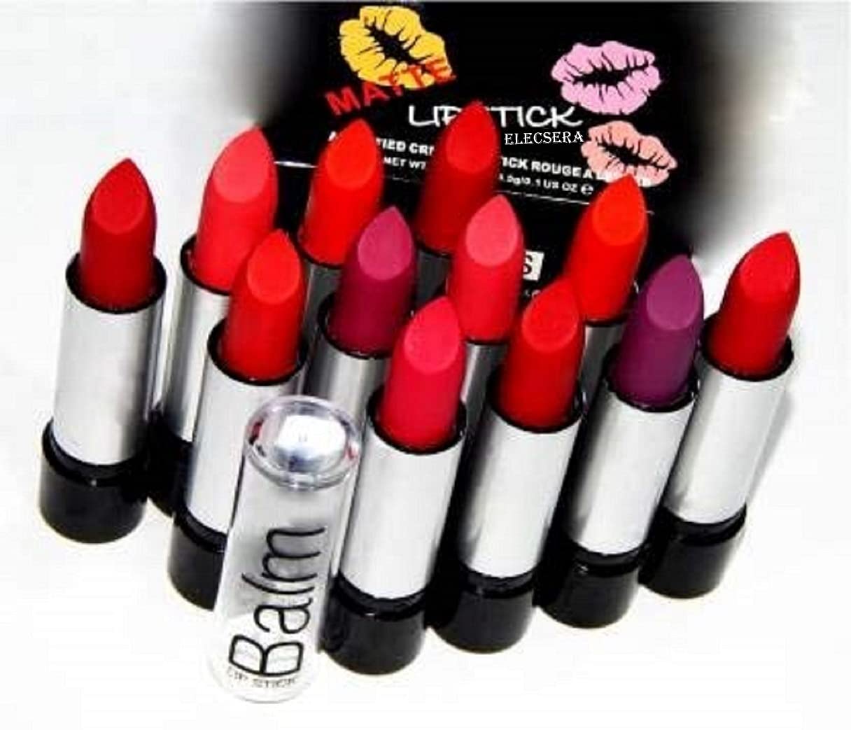 Elecsera Balm Super Matte Lipstick combo Pack of 12 super shades (multicolor, 3 g)