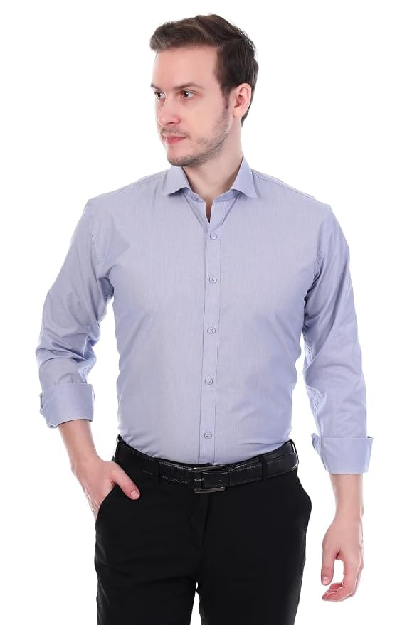 Sparrow Outfit Men's Cotton Blend Regular Fit Formal Shirt with Spread Collar Long Sleeve Cobalt Blue