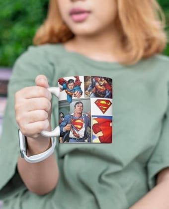 The Magical Gift Superman Coffee Mug Superhero Printed Ceramic Mug for Tea Coffee Home Office Use Superhero Gift for Men Women Kids Microwave Safe 350ml