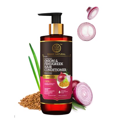 Khadi Natural Onion & Fenugreek Hair Conditioner - Paraben, Silicones, Sulphate, Color, Salt & Artificial Fragrance Free - 310ml
