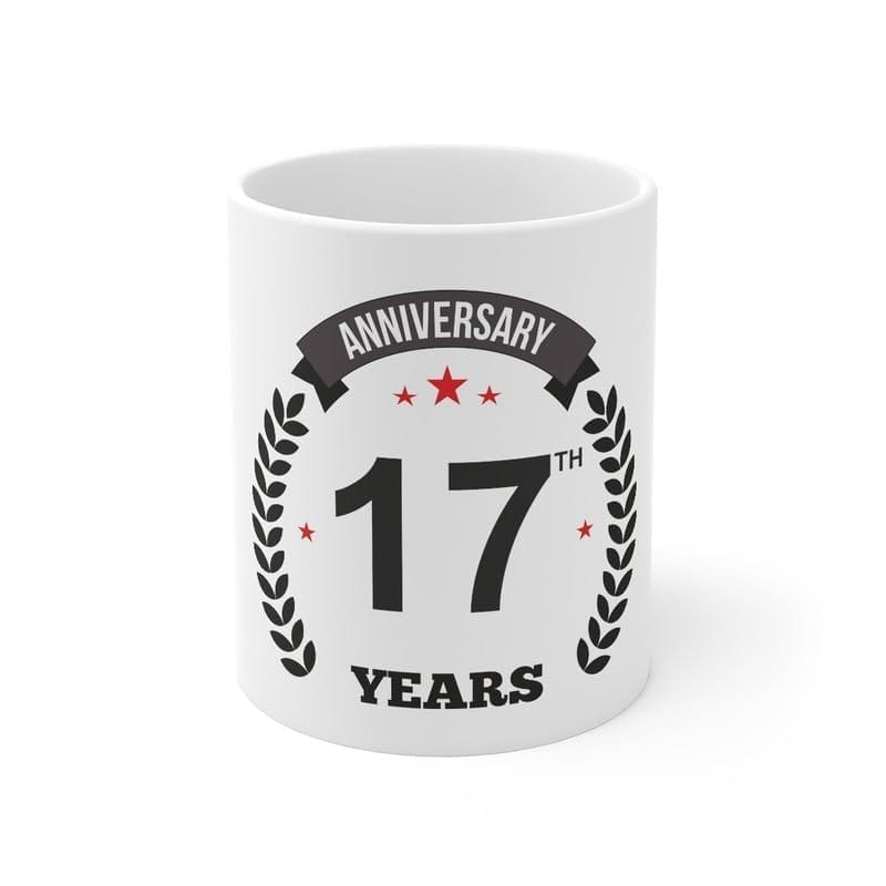 DARSHANS Ceramic 17th Anniversary Printed Coffee Mug (Color: White, Capacity:330ml)