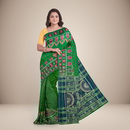 Lotus motifs and Pasapalli border Khandua Silk Saree Lotus motifs and Pasapalli border Khandua Silk Saree