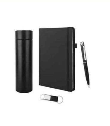 Trendy Black Combo Gift Set (Temperature Bottle, Keychain, Pen, Diary)