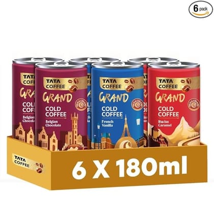 Tata Coffee Grand RTD Grand CC 180ml (Assorted Pack of 6) 