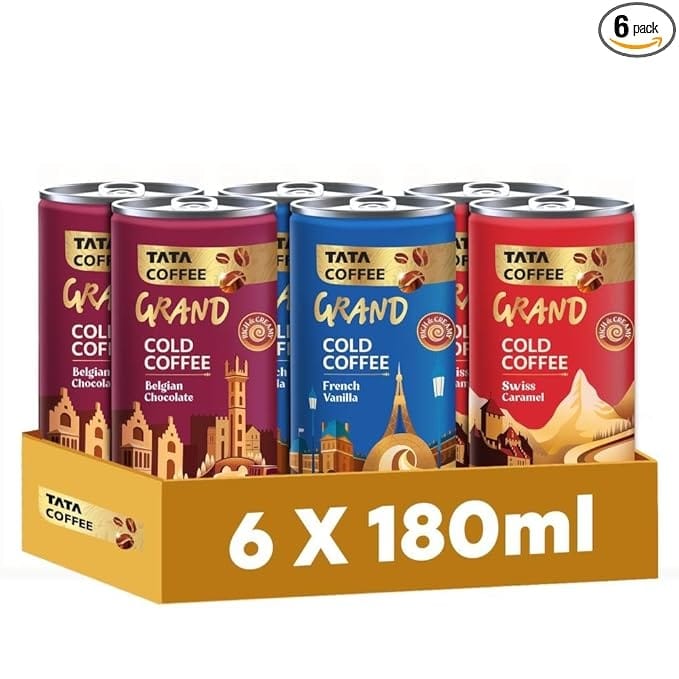 Tata Coffee Grand RTD Grand CC 180ml (Assorted Pack of 6) 