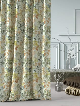 DDECOR - 100% PolyesterLeaves PatternWindow 5 Ft|135 CM X 160 CM| - Orange
